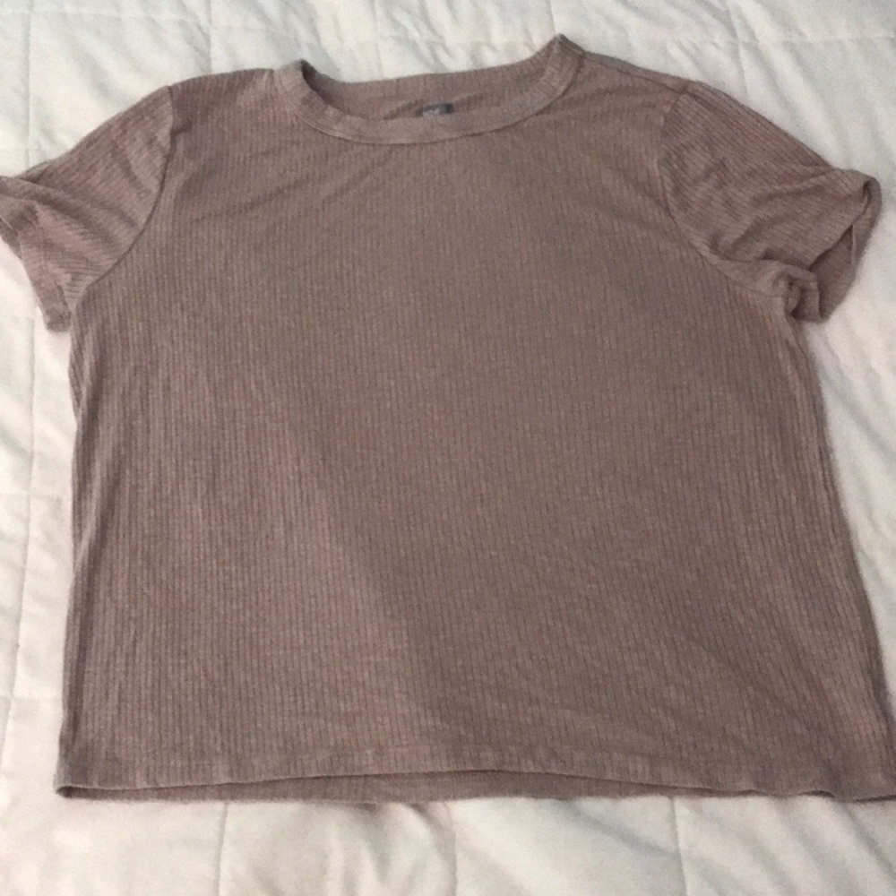 Mauve, ribbed, short sleeve t-shirt